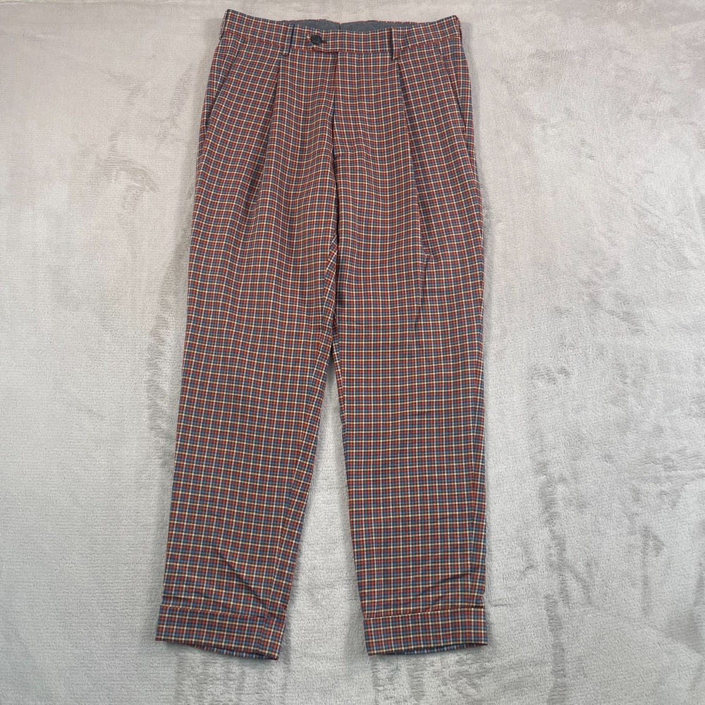 Todd Snyder Tab Trousers Men 30x29 Multi Plaid Wool Blend Pleated Cuffed NWOT